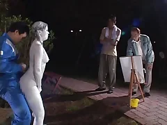 Costume play Porn: Public Painted Statue Shag part 3