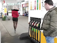 German towheaded teenager slut pick up at gas station and shag