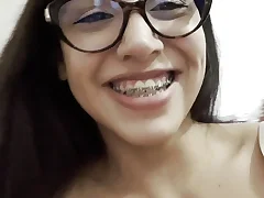 Latina with Glasses and Braces  Fart